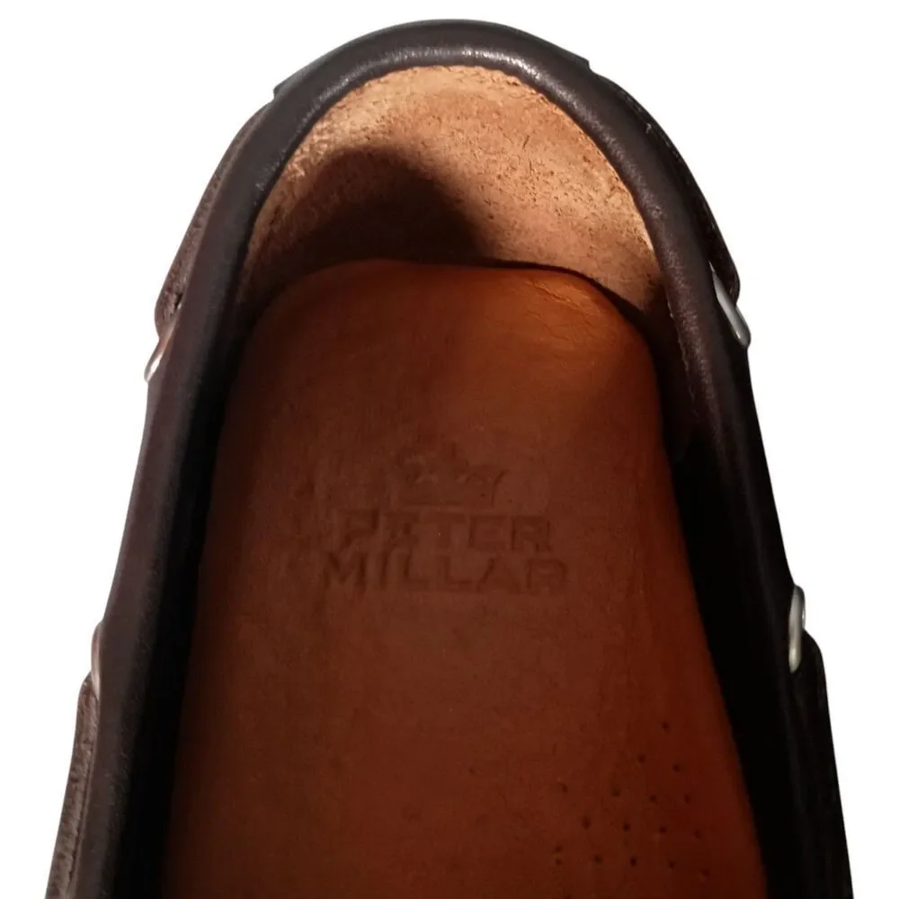 Peter Millar Brown Driver Loafer Moccasin Casual Shoe Mens 9 Brown Blue Leather